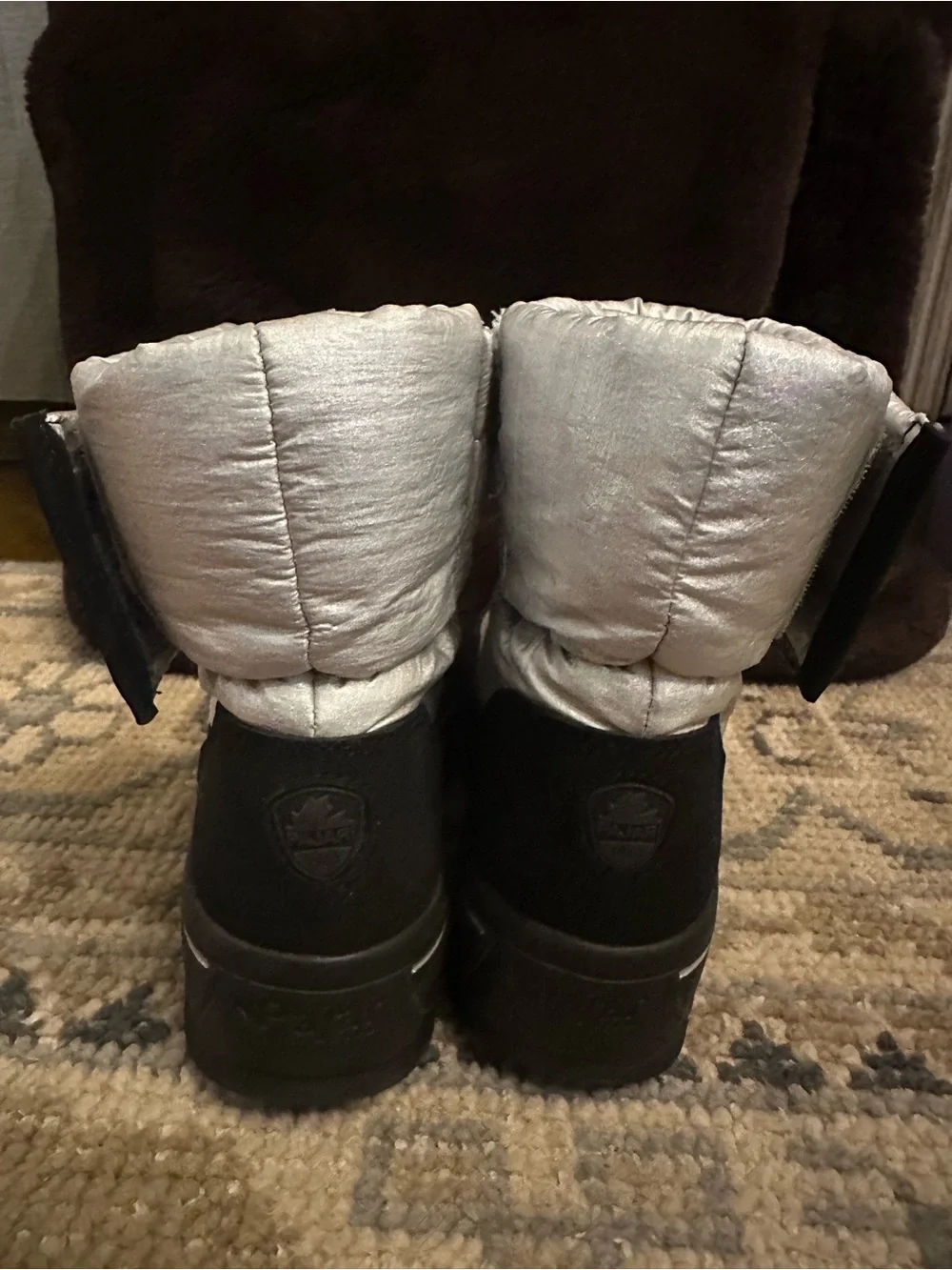 EUC Pajar Tarina Waterproof Faux Fur Silver Metallic Platform Snow Boots - 38
